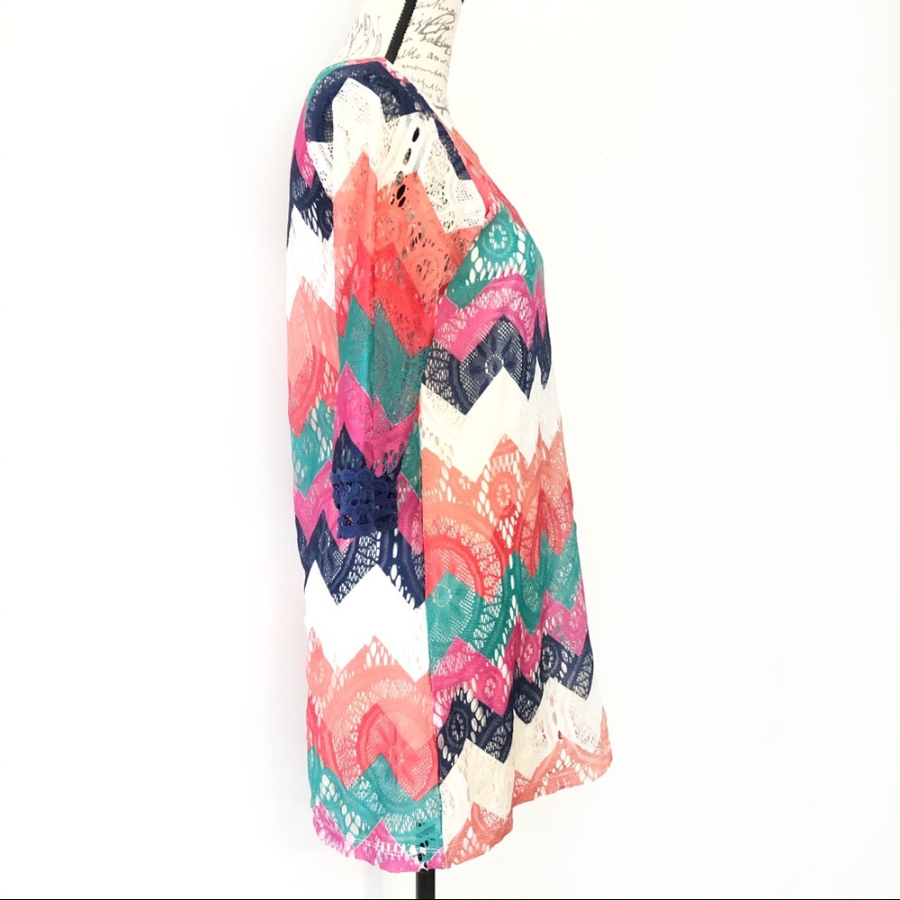 Boat neck chevron lace tunic crochet boho dress - Picture 3 of 11